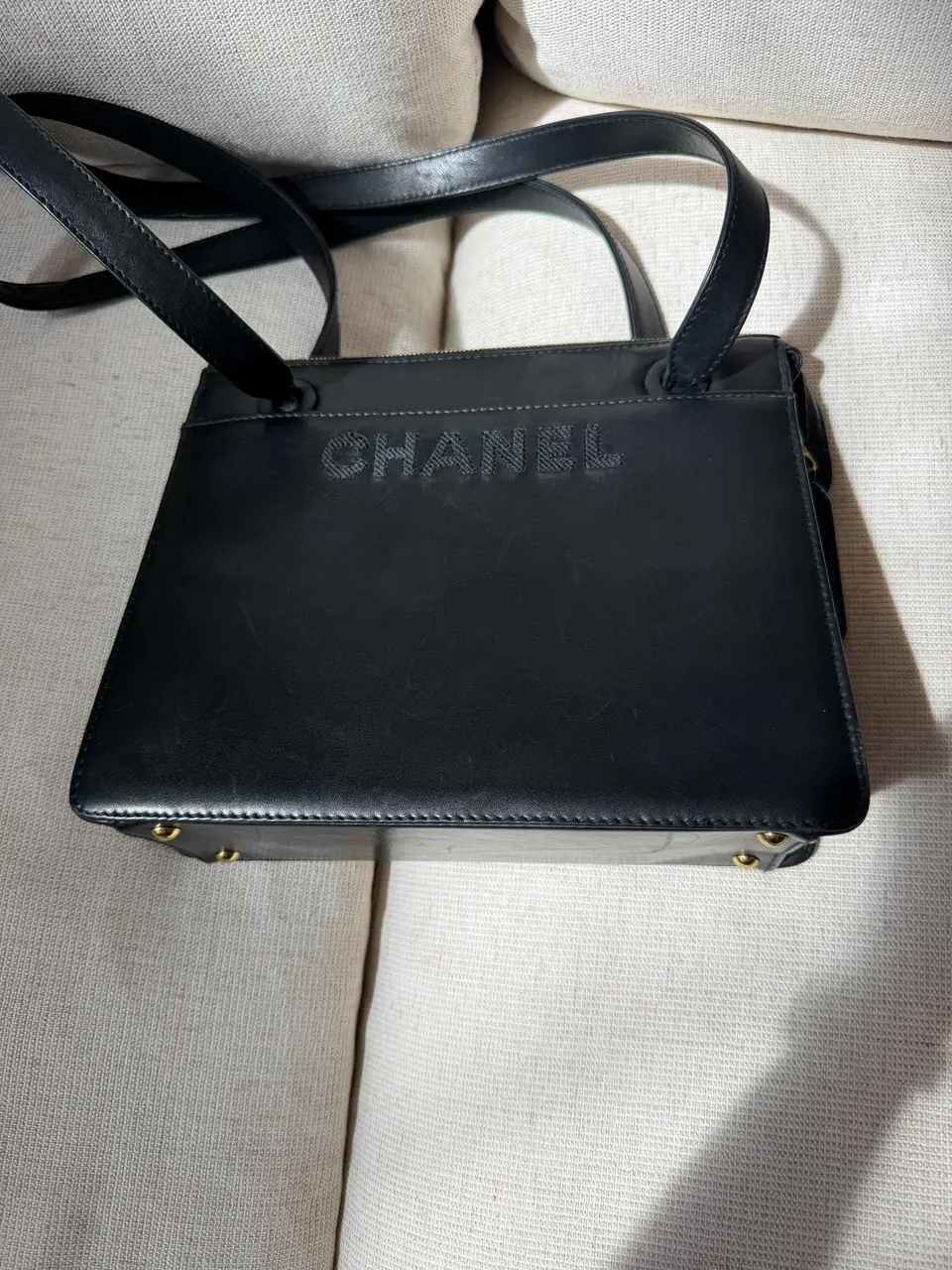 Chanel Vintage Black Leather Shoulder Tote, photo 10 of 12