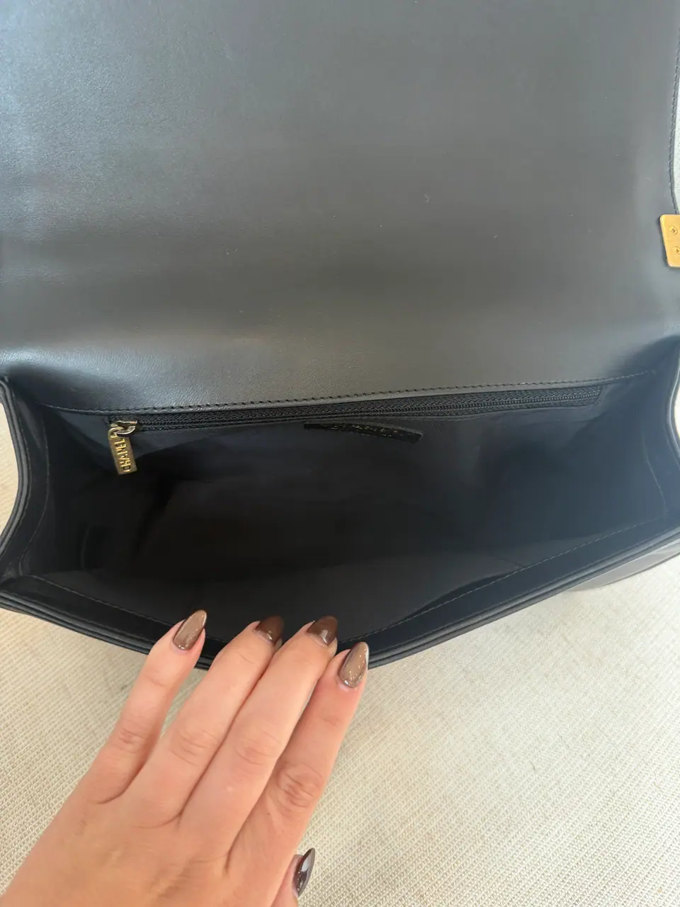 Chanel New Medium Boy Flap Bag in Black Quilted Lambskin, Aged Gold Hardware, photo 12 of 18