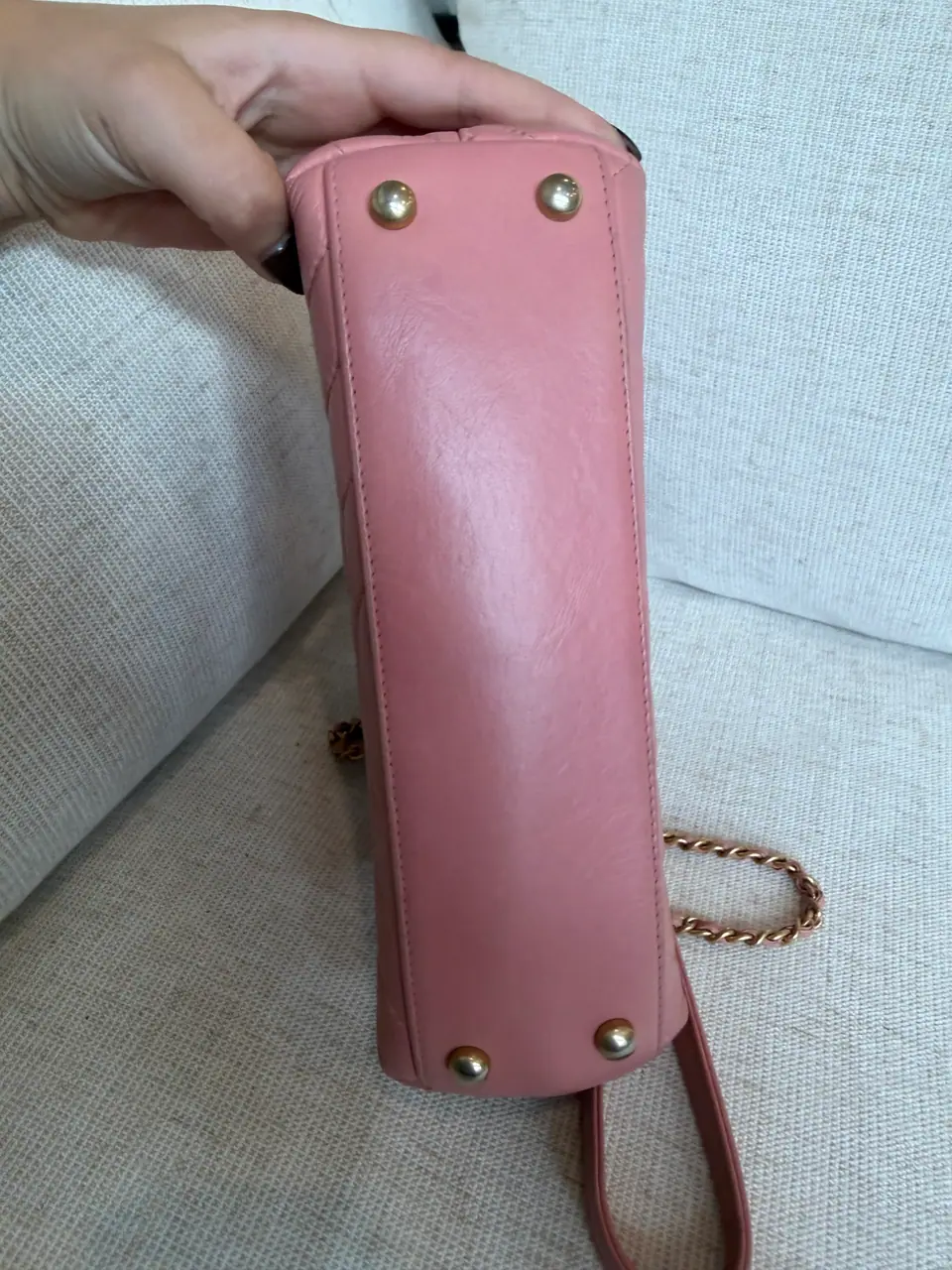 Chanel Small Coco Handle in Pink Chevron Calfskin with Fuchsia Lizard Handle, photo 16 of 17