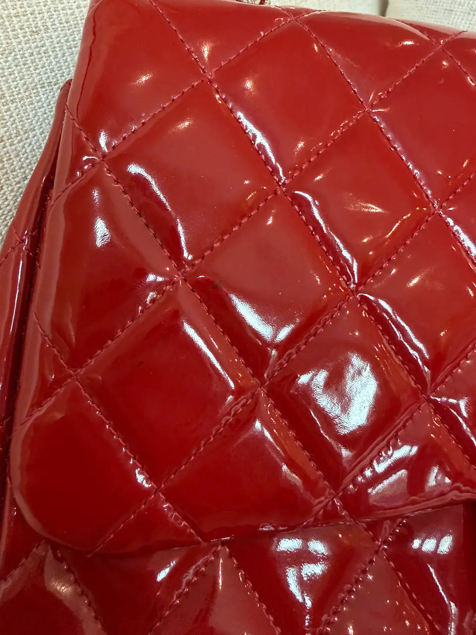 Chanel Jumbo Classic Double Flap in Burgundy-Red Quilted Patent Leather, photo 5 of 18