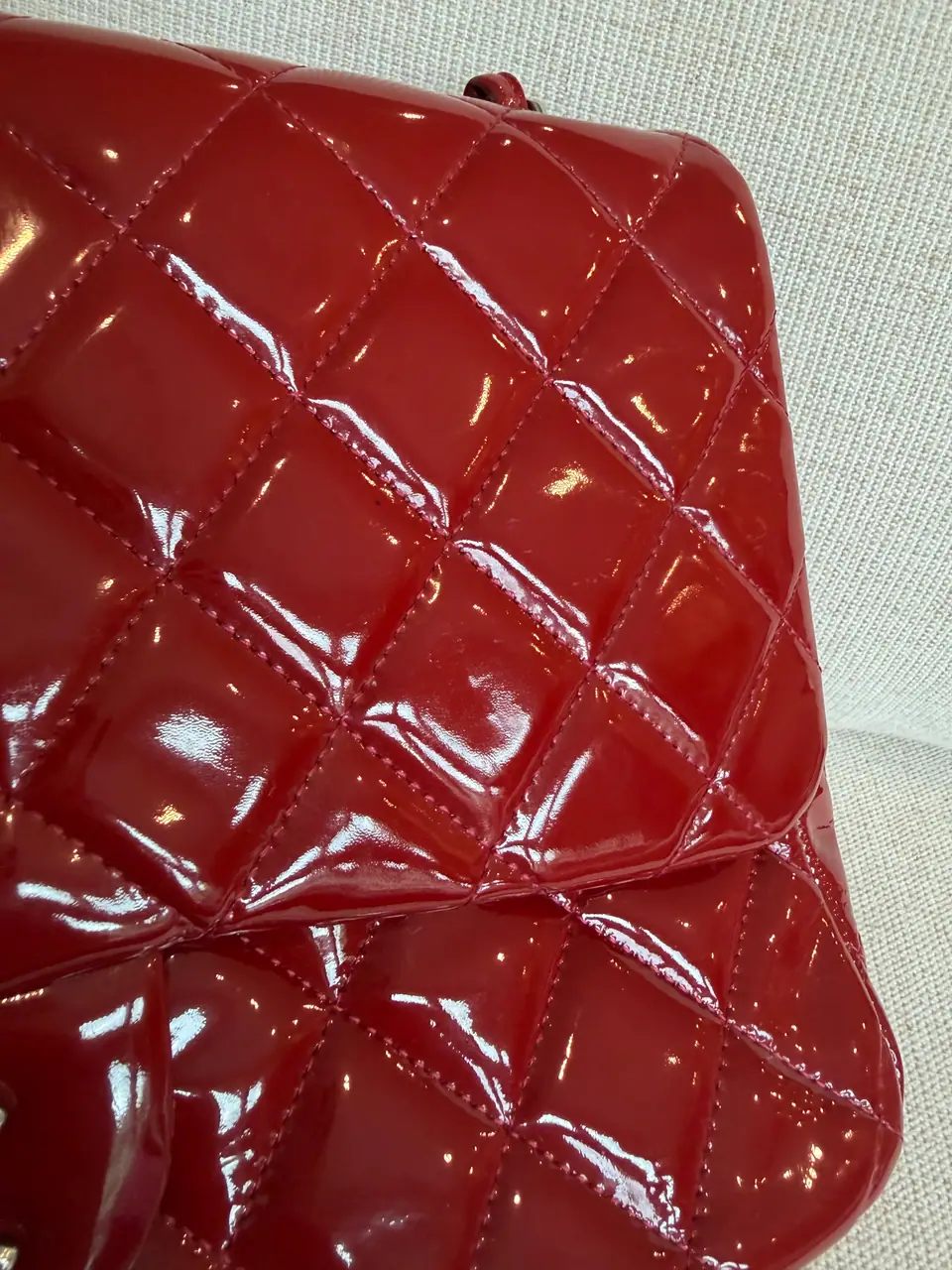 Chanel Jumbo Classic Double Flap in Burgundy-Red Quilted Patent Leather, photo 6 of 18