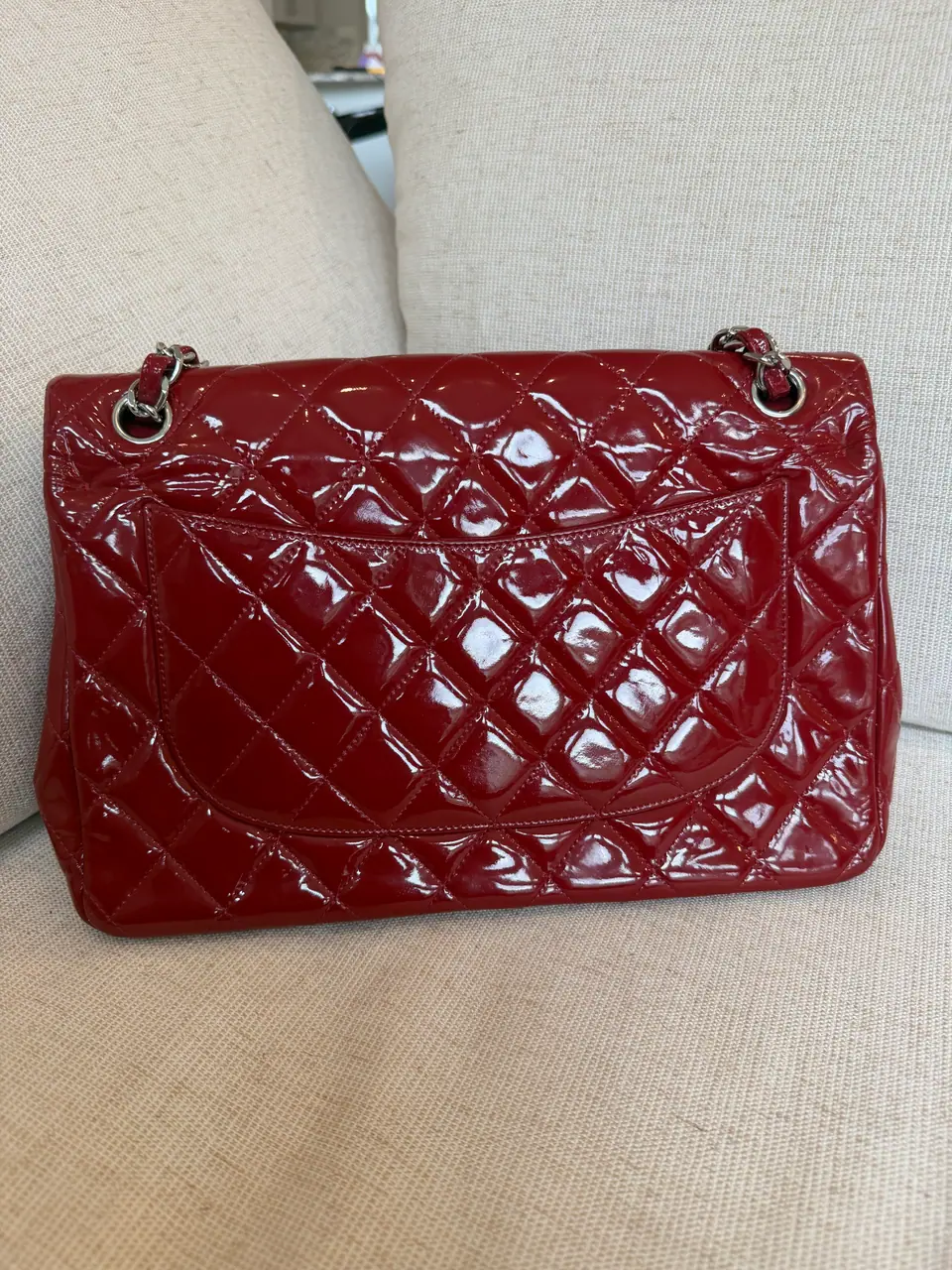 Chanel Jumbo Classic Double Flap in Burgundy-Red Quilted Patent Leather, photo 7 of 18
