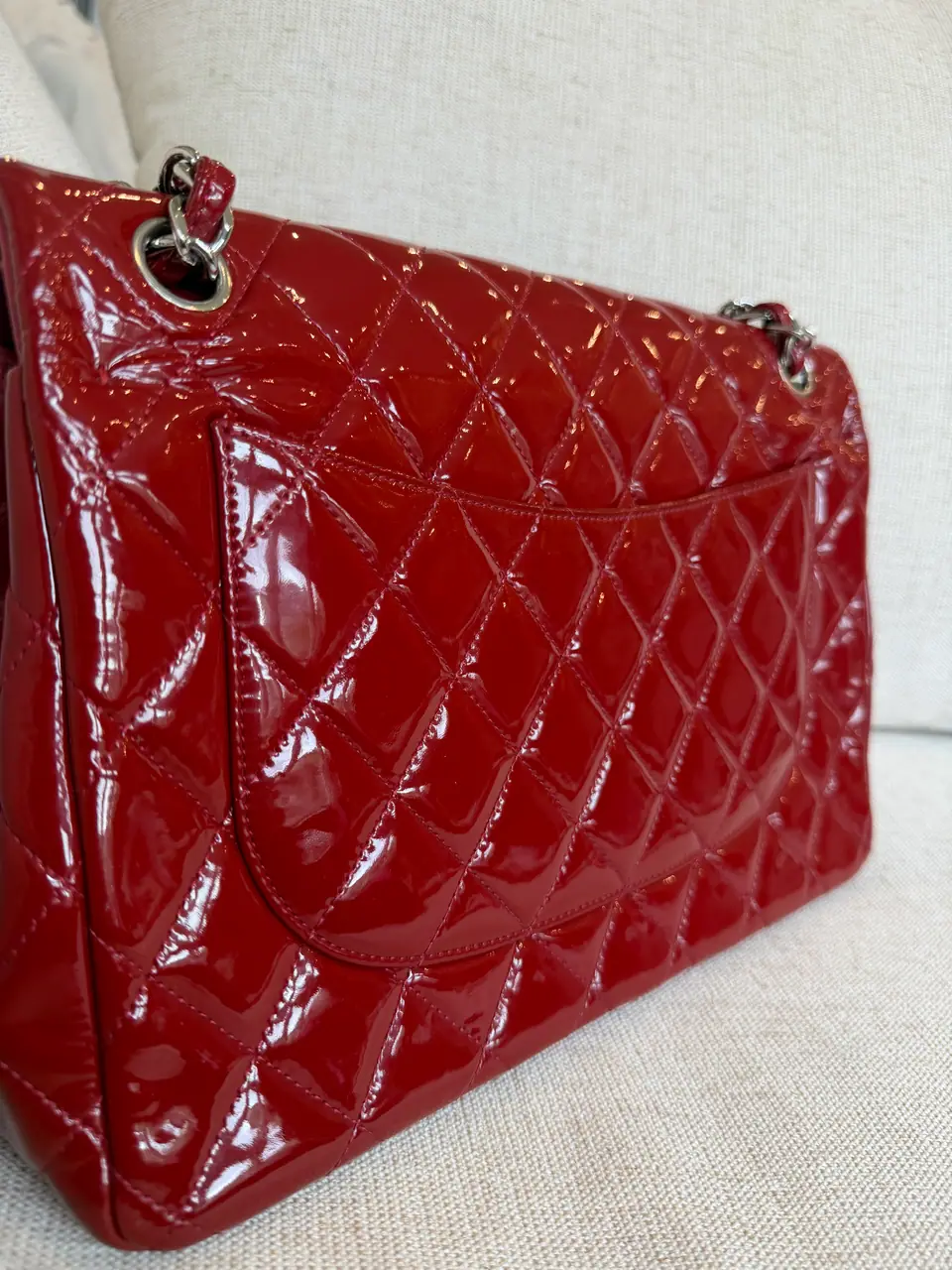 Chanel Jumbo Classic Double Flap in Burgundy-Red Quilted Patent Leather, photo 8 of 18