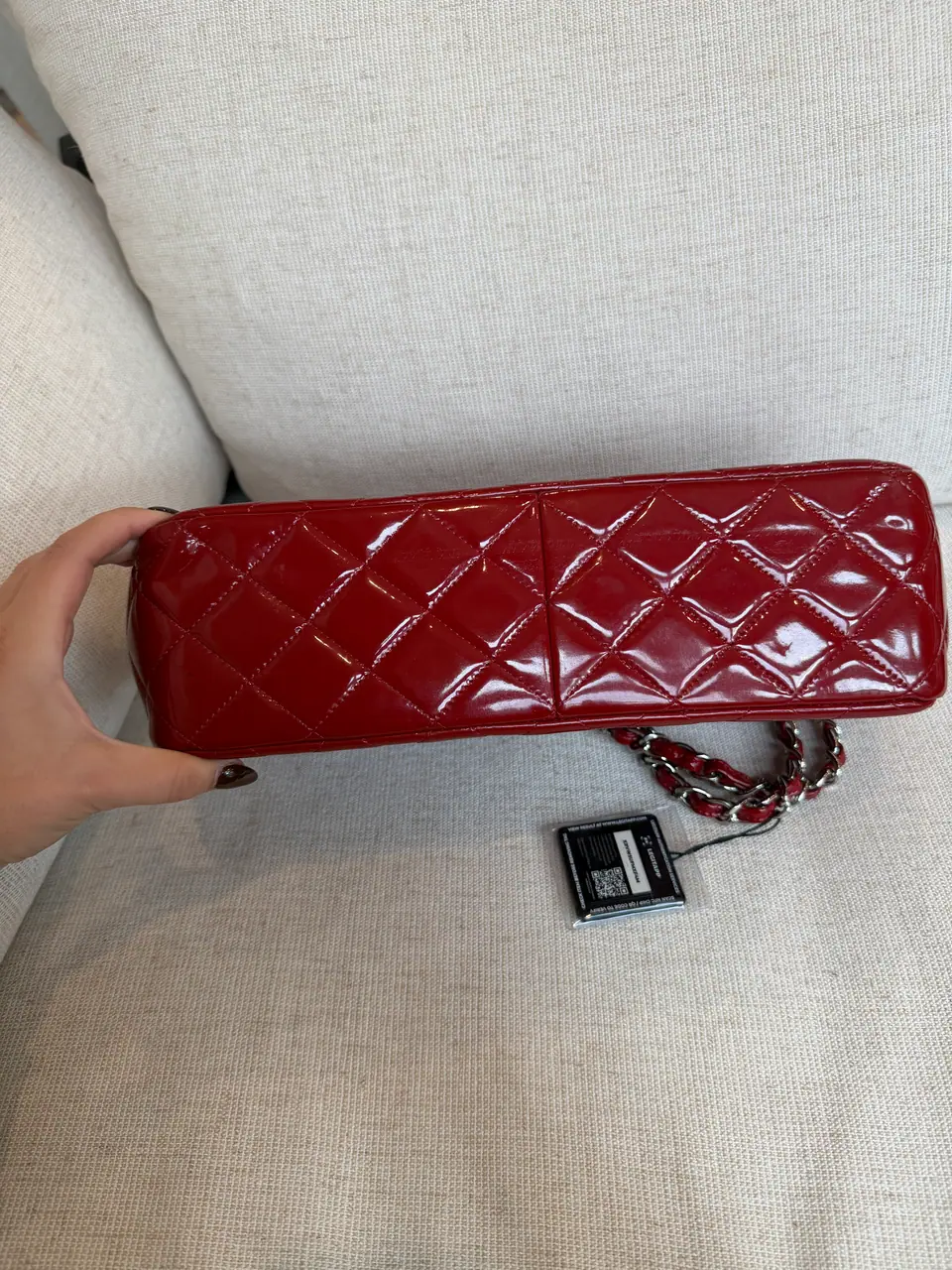 Chanel Jumbo Classic Double Flap in Burgundy-Red Quilted Patent Leather, photo 18 of 18