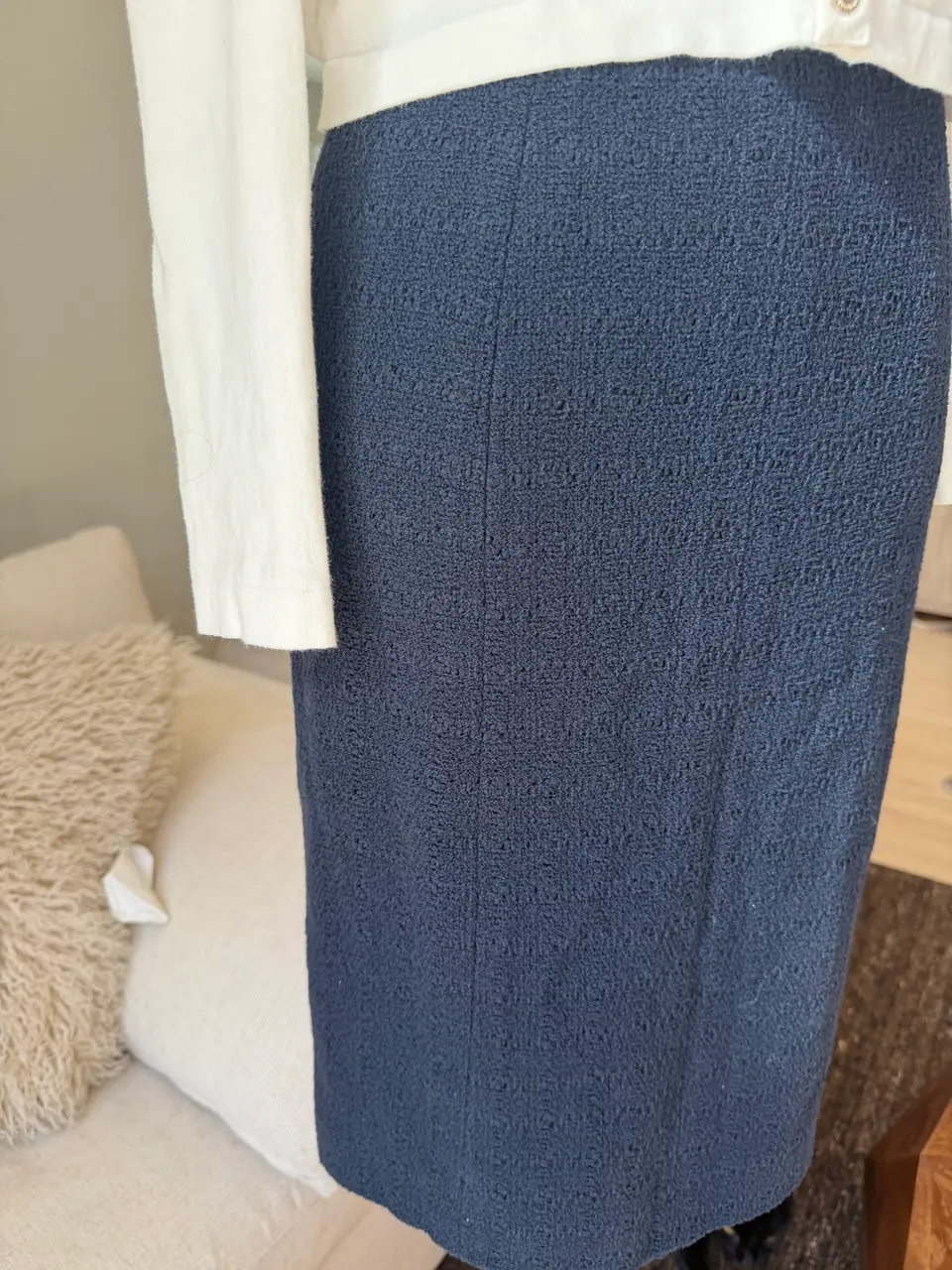 Chanel Navy Tweed Pencil Skirt, Silk Lined, photo 7 of 9