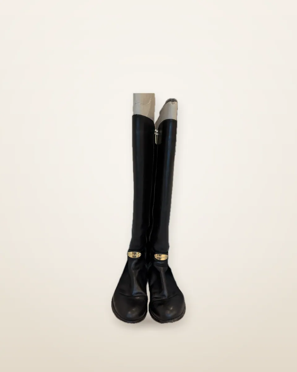 Michael Kors Black Leather Riding Boots