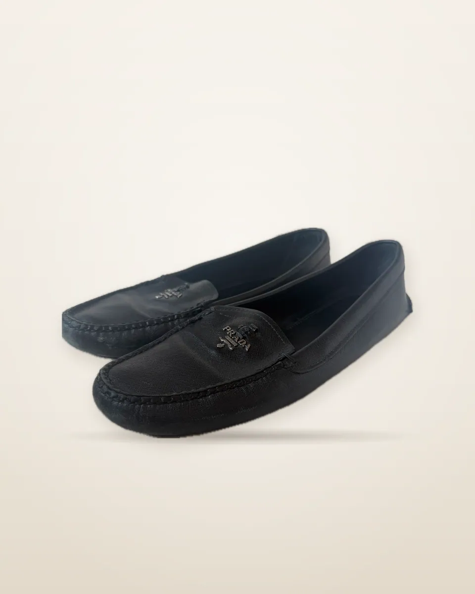 Prada Women's Black Leather Loafers